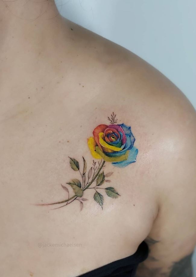 Rose and rainbow tattoo Stock Photos and Images  agefotostock